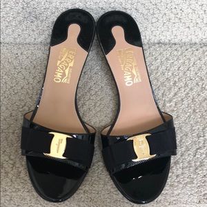 Ferragamo Bow Kitten Heel Sandals